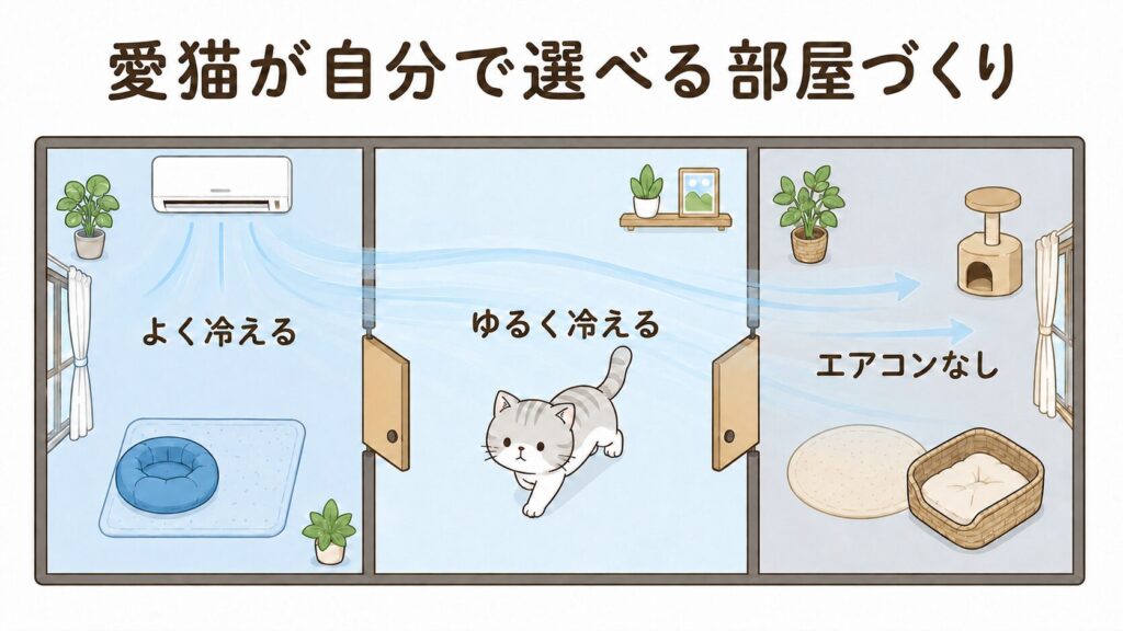 猫のが自分で選べる部屋づくりを示した図