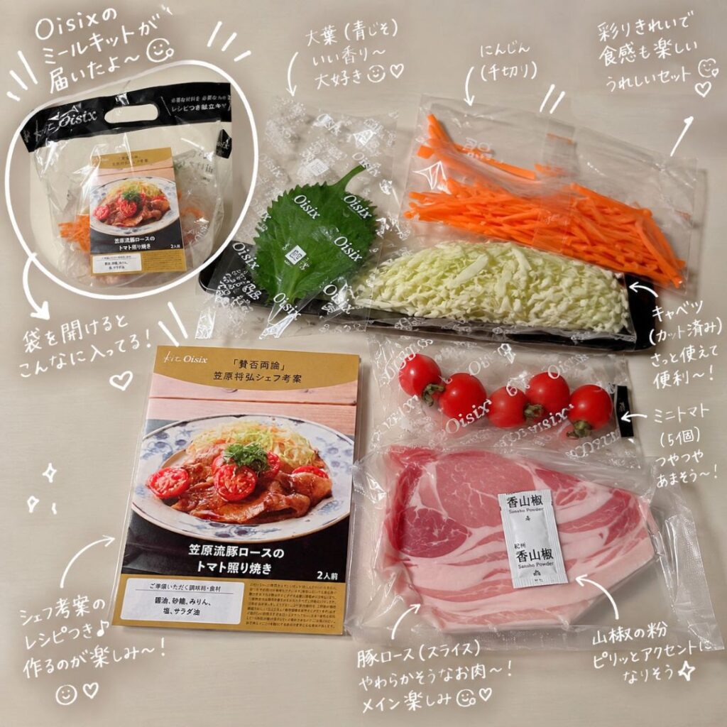 豚ロースのトマト照り焼きのミールキットの中身